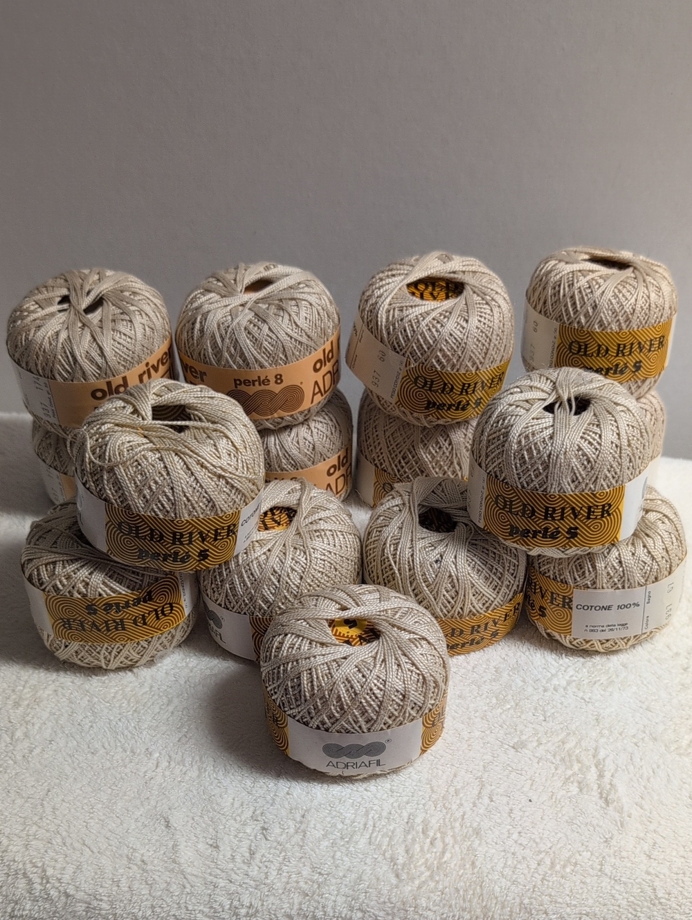 Perlé  5 and 8 100 % Cotton Old River Adriafil Crochet Thread in Natural Beige